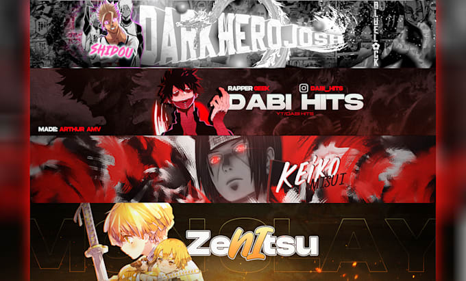 Gig Preview - Make banner anime,gaming or any banner you want  for you