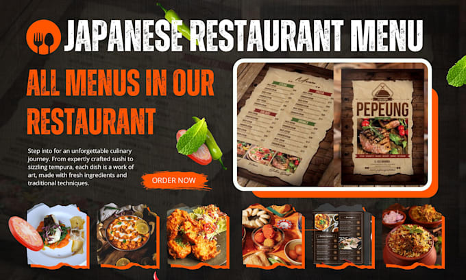 Gig Preview - Do food menu, japanese restaurant menu, chinese booking, fast food modern menu