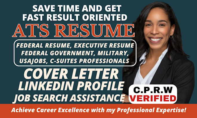 Gig Preview - Write federal government resume, executive CV, usajobs for c suites professional