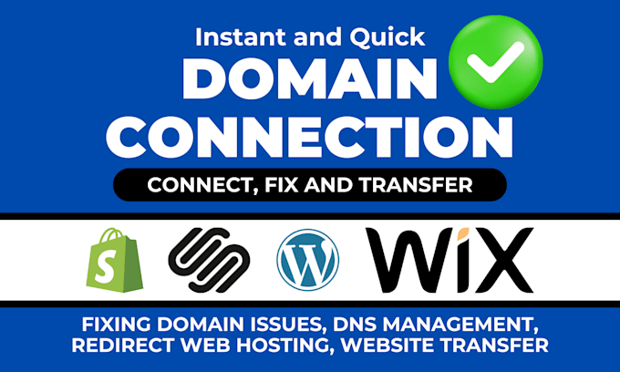 Gig Preview - Connect domain, transfer domain, do email dns record godaddy to shopify, wix