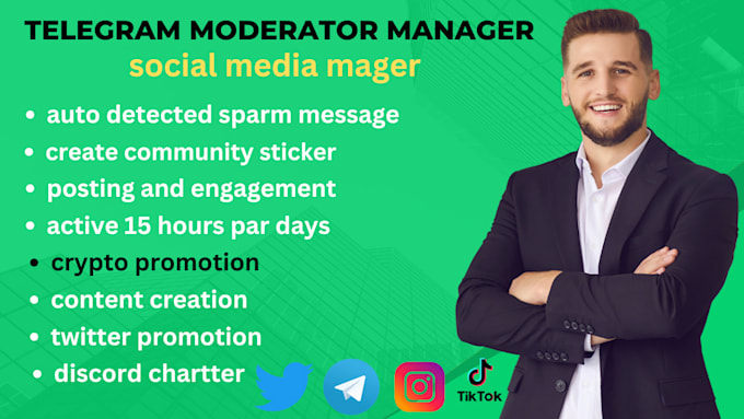 Gig Preview - Be your crypto project moderator manager, discord chatters, telegram moderator