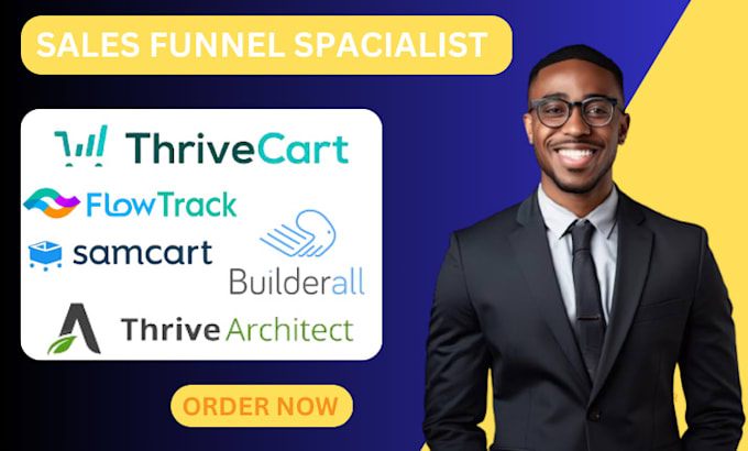 Gig Preview - Setup thrivecart thrive architect samcart flowtrack builderall landing page