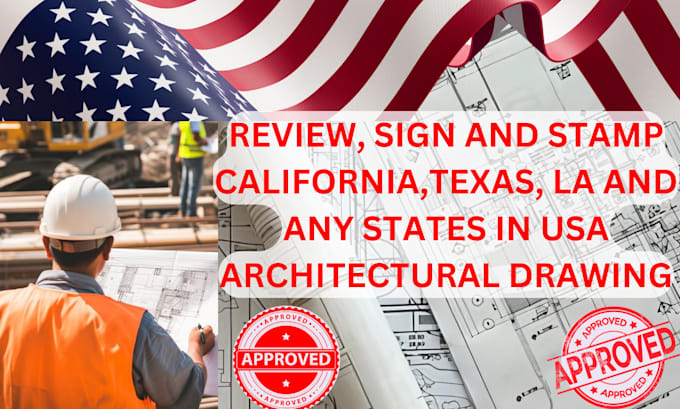 Gig Preview - La texas california USA states pe stamp architectural engineering drawing plan