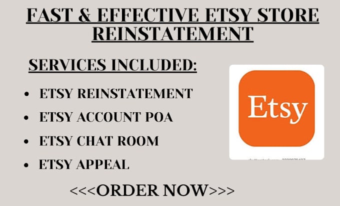 Gig Preview - Do etsy reinstatement etsy store reinstatement etsy suspension appeal etsy poa