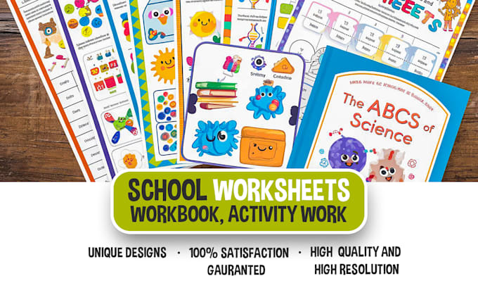 Gig Preview - Create and design school worksheets and books