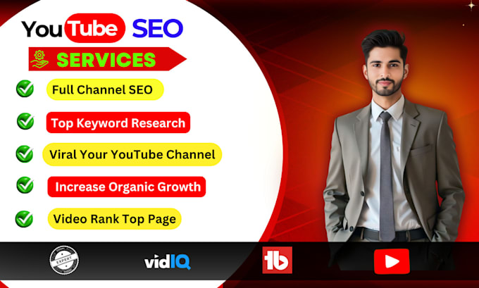 Gig Preview - Optimize your youtube channel video SEO for ranking  top