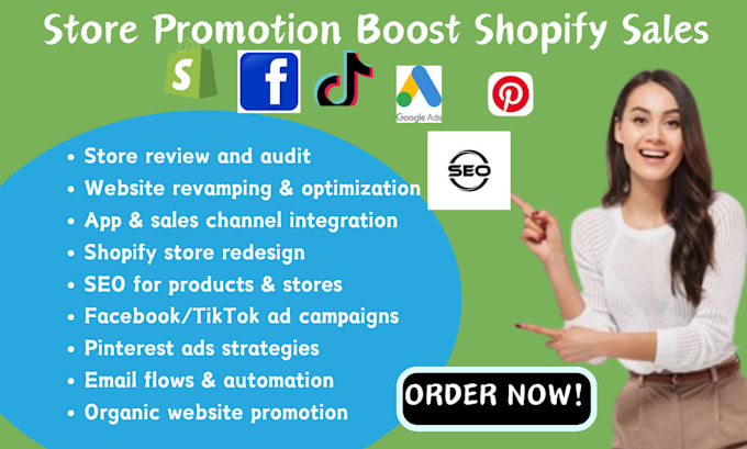 Gig Preview - Do shopify marketing, shopify store promotion, and boost shopify sales