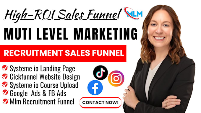 Gig Preview - Do sales funnel in systeme io clickfunnel, recruitment funnel,  mlm sales funnel