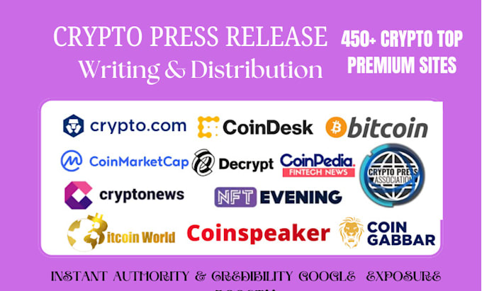 Gig Preview - Do crypto promotion by crypto press release on top crypto sites