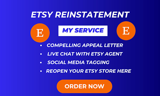 Gig Preview - Reinstate etsy suspended account reactivate etsy shop etsy appeal letter