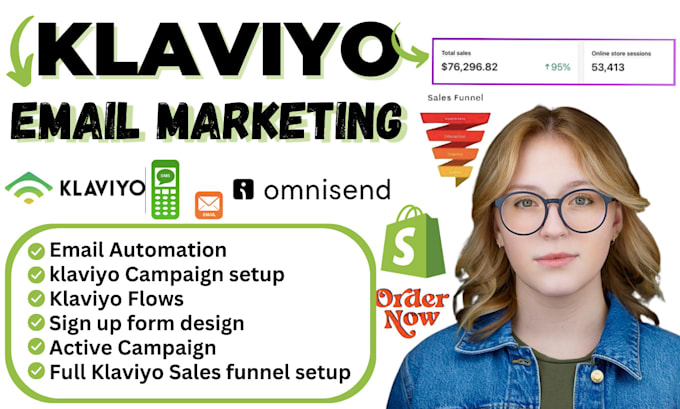 Bestseller - setup klaviyo email marketing, klaviyo flows,klaviyo campaign design for shopify