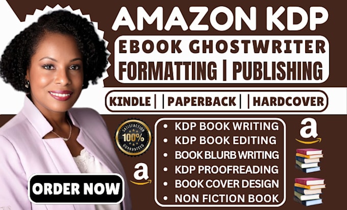 Gig Preview - Be ebook ghostwriter KDP book formatting amazon KDP book publishing book editing