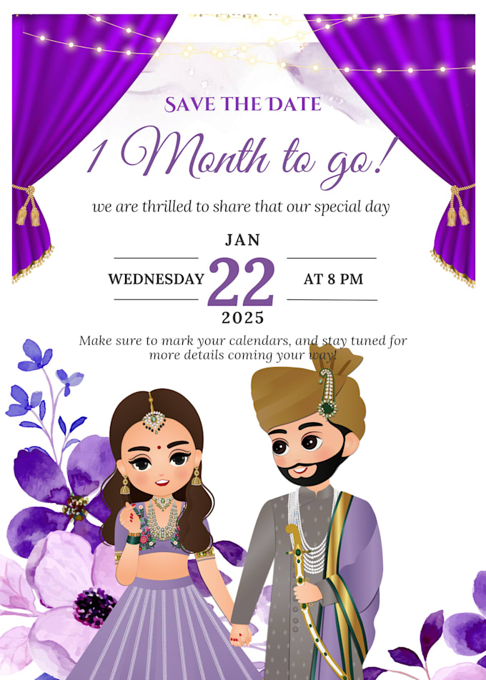 Gig Preview - Design couple illustration and wedding invites according to your requirement