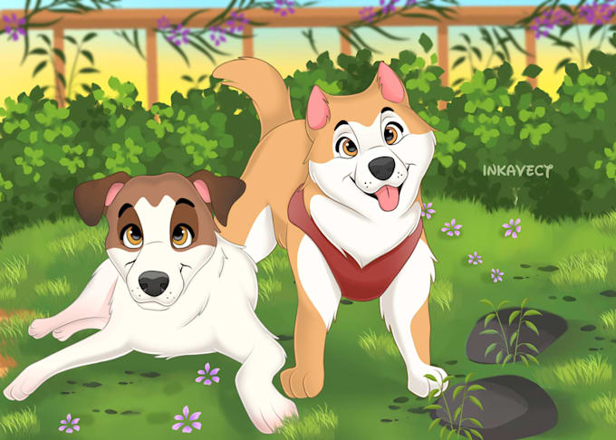 Gig Preview - Draw your pet portrait into cute disney style