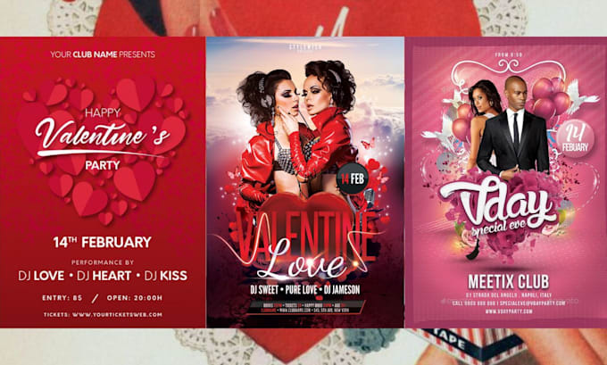 Gig Preview - Design special valentine retro and vintage style flyer or poster to your taste