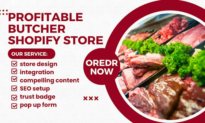 Gig Preview - Design butcher shopify store seafood store grocery store restaurant website