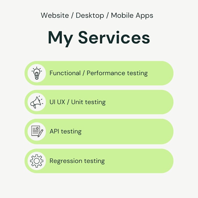 Gig Preview - Do web test, user test and app test for UI UX