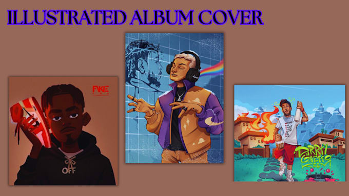 Gig Preview - Draw cartoon album cover, hip hop, jazz, lofi, music album cover illustration