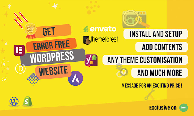 Gig Preview - Install wordpress or themeforest any theme, do customization design, demo import