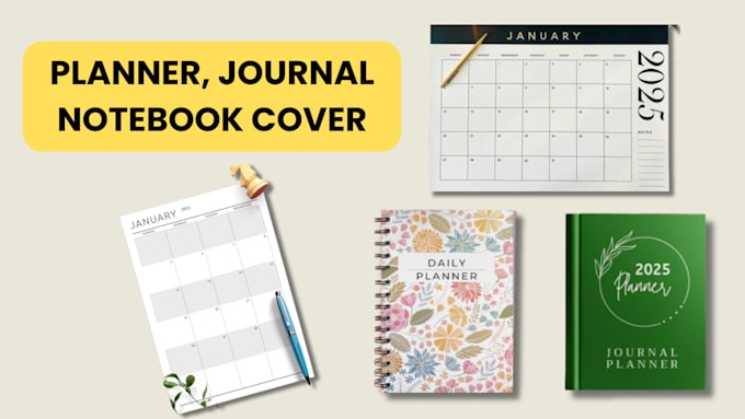 Gig Preview - Design 2025 journal, hyperlinked, printable planner, canva ebook, notebook cover