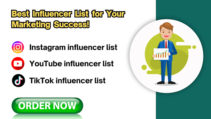 Gig Preview - Find the best instagram, youtube, and tiktok influencer email address