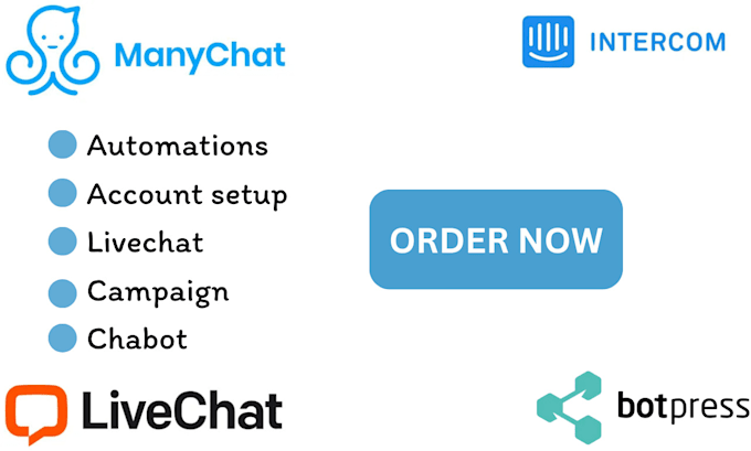 Gig Preview - Setup intercom chatbot intercom product tours integration botpress manychat