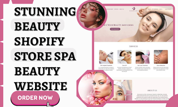 Gig Preview - Design beauty shopify makeup beauty salon website spa store beauty spa website