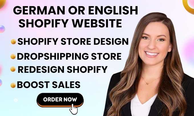 Gig Preview - Redesign or build german or english shopify store website, german shopify seo