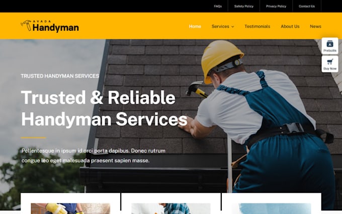 Gig Preview - Design roofing website, handyman website redesign on wordpress wix squarespace