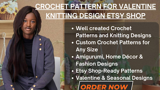 Gig Preview - Write crochet pattern for valentine knitting design etsy shop