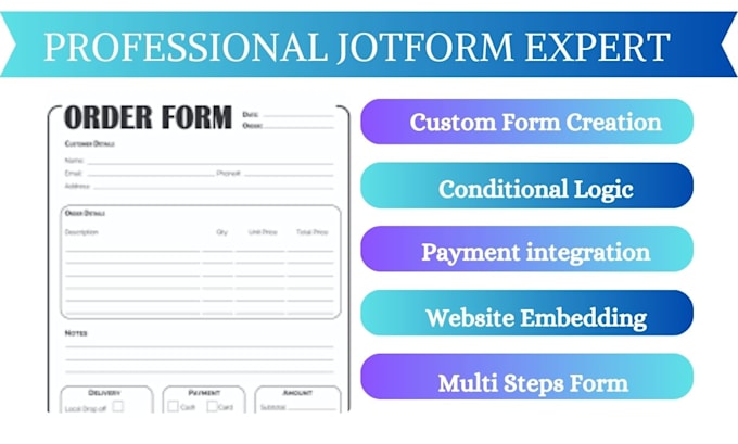 Gig Preview - Build order form questionnaire survey quiz test form feedback form using jotform