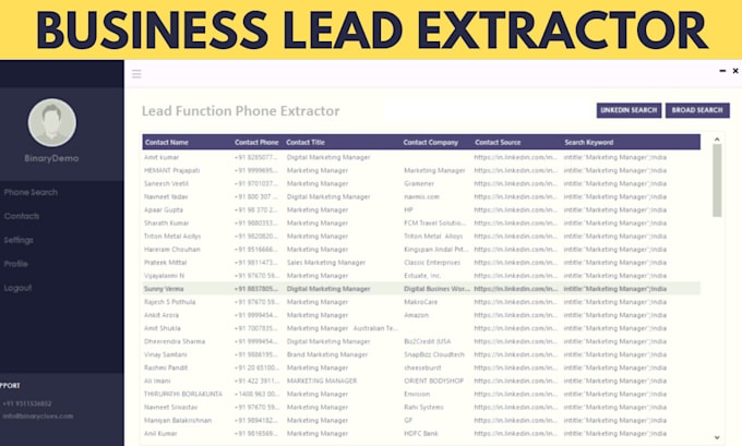 Gig Preview - Give professional business lead extractor software for targeted leads, b2b leads