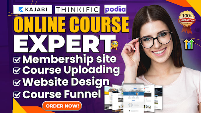 Gig Preview - Design sales page for your online course on thinkific, kajabi, podia, teachable