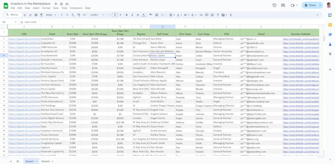 Gig Preview - Do angel, vc, private investor contact list