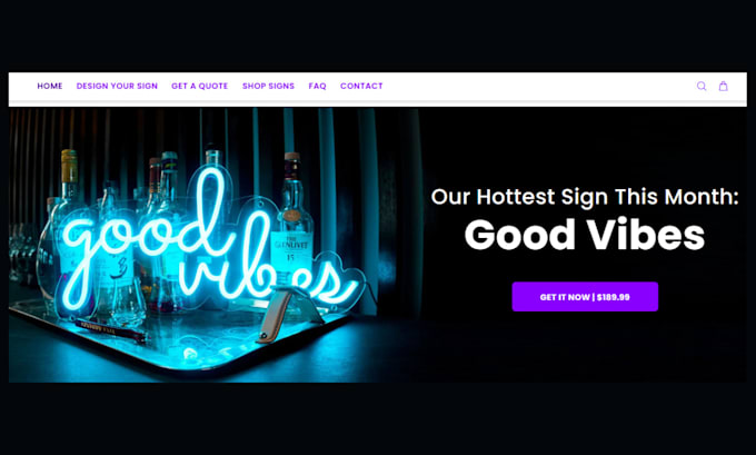 Gig Preview - Neon shopify store, neon website, neon sign, neon store, neon light, neon led