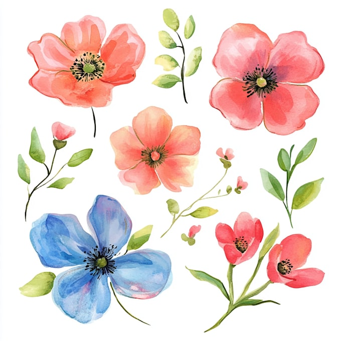 Gig Preview - Paint a watercolor flower elements for any design