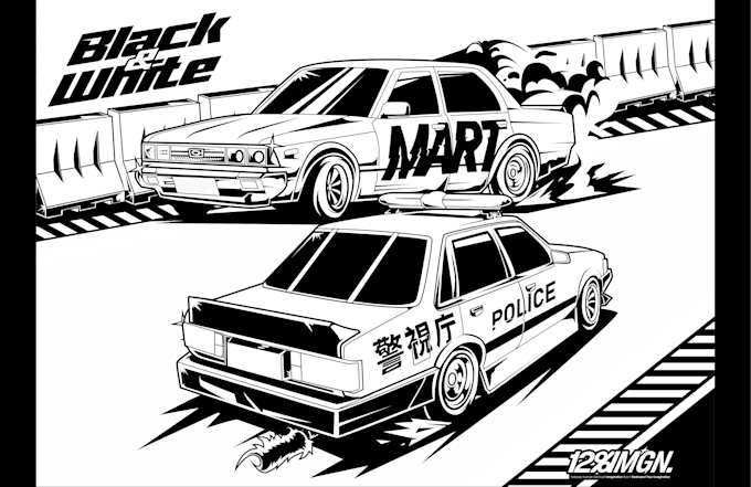 Gig Preview - Draw line art with manga style for cars, and other vehicles