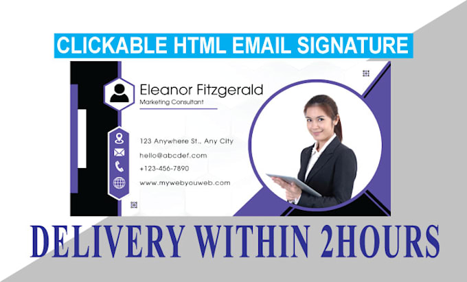 Gig Preview - Design a clickable HTML email signature for your business