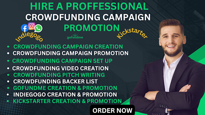 Gig Preview - Create and promote your crowdfunding campaign on gofundme, kickstarter,