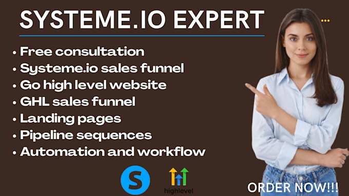 Gig Preview - Do systeme io sales funnel, landing page, go high level, systeme