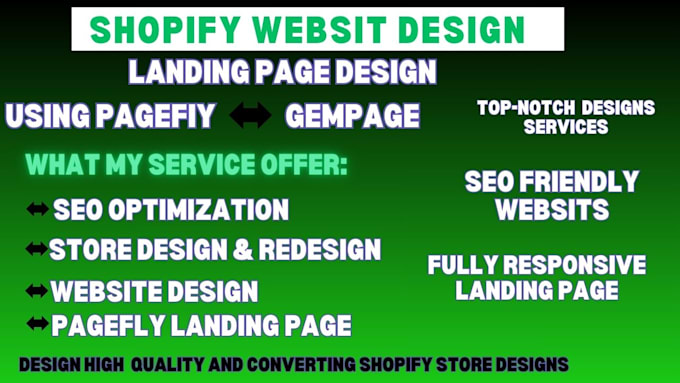 Gig Preview - Design a high converting shopify store landing page  optimized for sales