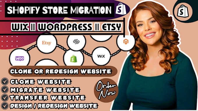 Gig Preview - Do website migration, migrate wix, wordpress, squarespace, etsy shopify redesign