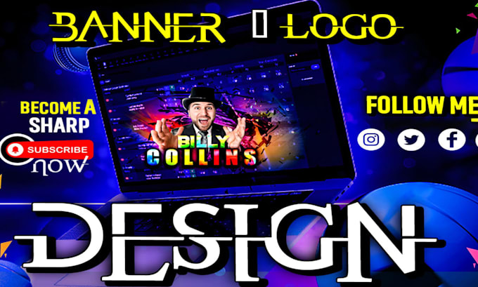 Gig Preview - Design unique professional banner logo for your youtube channel