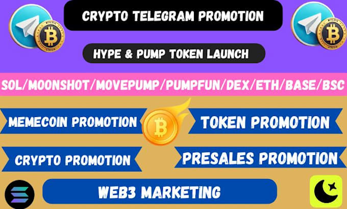 Gig Preview - Massive pump solana memecoin, moonshot, dex, defi, base nft, telegram promotion