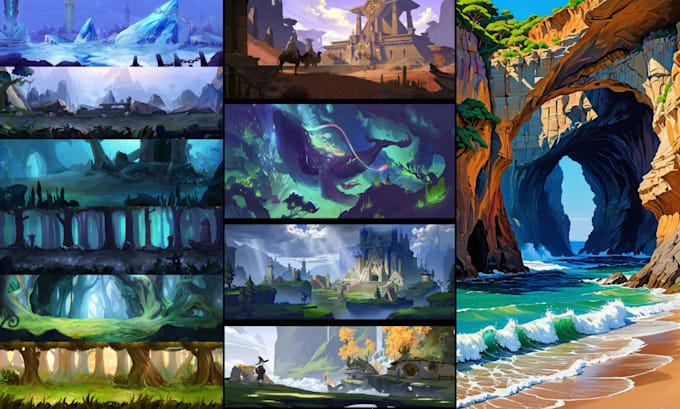 Gig Preview - Illustrate custom 2d game environment and landscape design concept game art map