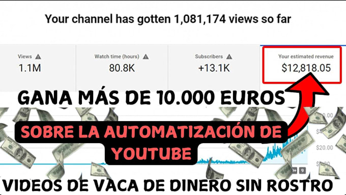 Gig Preview - Crea un canal de automatizacion de youtube sin rostro para ganar mas de 10keuro