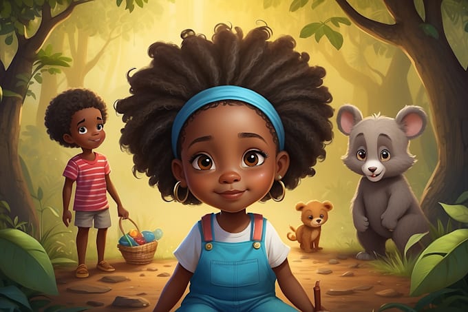 Gig Preview - Create stunning  fantastic african american children story book illustrations