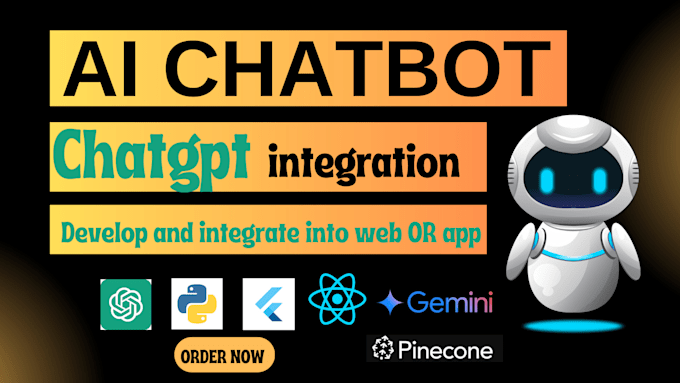 Gig Preview - Ai chatbot using chatgpt, and integrate in website or app