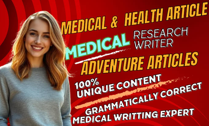 Gig Preview - Write medical health and wellness fitness outdoor travel article or blog