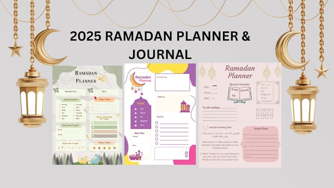 Gig Preview - Design custom printable 2025 ramadan planner calendar journal trackers etsy shop